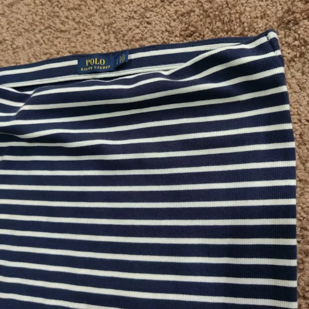Polo‎ Ralph Lauren Pencil Skirt Women's L Striped Stretch Cotton Lyocell Blend